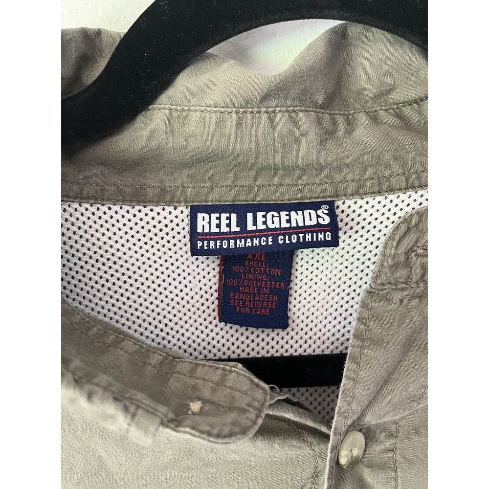 Reel Legends Beige Mesh Lined Button Front Fishing Shirt Men’s Size 2XL - Picture 5 of 5